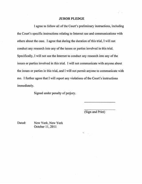 Juror pledge not to use web Viktor Bout trial 2011